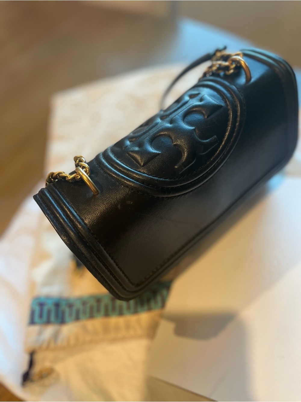 Tory Burch Black Leather Quilted Mini Shoulder Bag with Gold Hardware - Picture 8 of 8